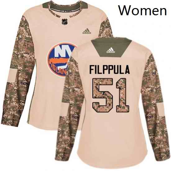 Womens Adidas New York Islanders 51 Valtteri Filppula Authentic Camo Veterans Day Practice NHL Jersey